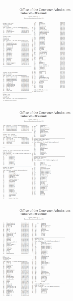 Centre Notice for KU Entrance Test 2016