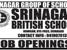 Srinagar British School has job vacancies