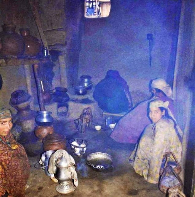 A village kitchen in Kashmir (1980)