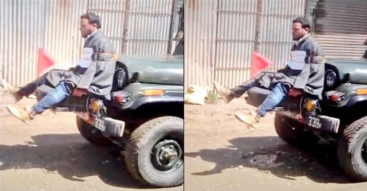 Army tying Kashmiri youth to a jeep