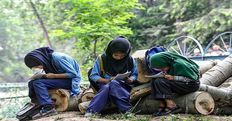 School children doing their homework