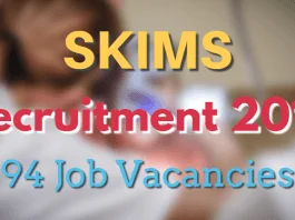 SKIMS Recruitment 2017 - 94 Job Vacancies