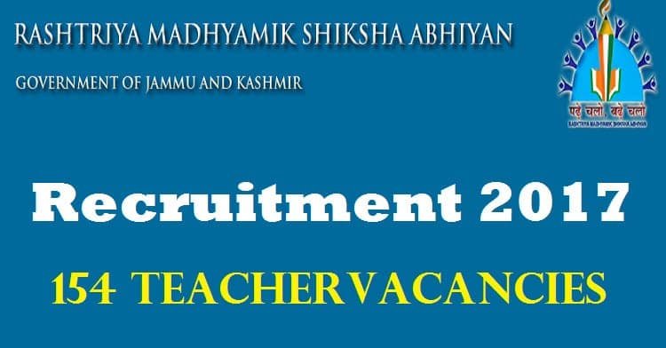 Jk Rmsa J&K RMSA Recruitment 2017 for 154 Special Education Teachers