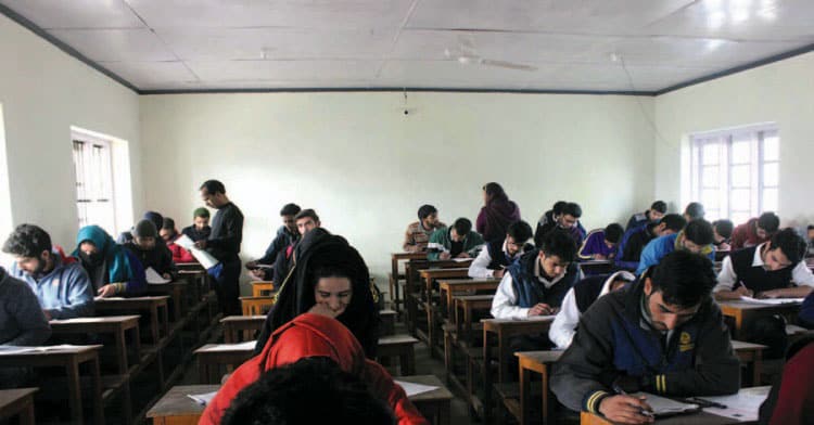 Class 12th students taking part in JKBOSE examination