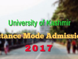 Kashmir University Distance Mode Admissions 2017