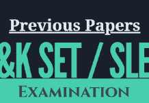 Previous Papers of J&K SET / SLET Examination Previous Papers of J&K SET / SLET Examination