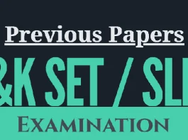 Previous Papers of J&K SET / SLET Examination Previous Papers of J&K SET / SLET Examination