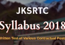 JKSRTC Syllabus 2018 for Written Test of Various Contractual Posts JKSRTC Syllabus 2018 for Written Test of Various Contractual Posts
