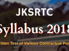 JKSRTC Syllabus 2018 for Written Test of Various Contractual Posts