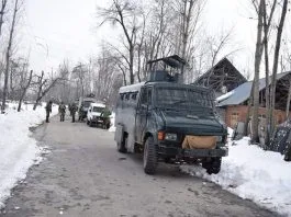 Scene from gunfight site in Ratnipora Pulwama