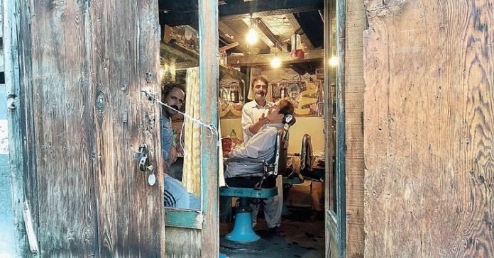 Barber shop in Old City Srinagar Barber shop in Old City Srinagar