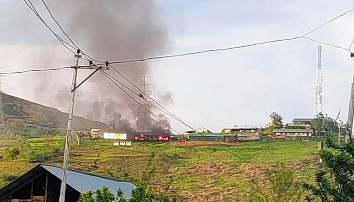 Fire breaks out in Army camp at Sangri top Watlab Fire breaks out in Army camp at Sangri top Watlab