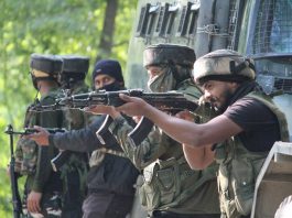 Government forces during a gunfight in Kashmir