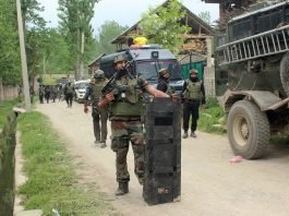 Government forces during a search operation in Kashmir