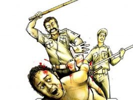 Police beating a man