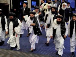 Taliban officials attend peace talks between senior Afghan politicians and Taliban negotiators in Moscow