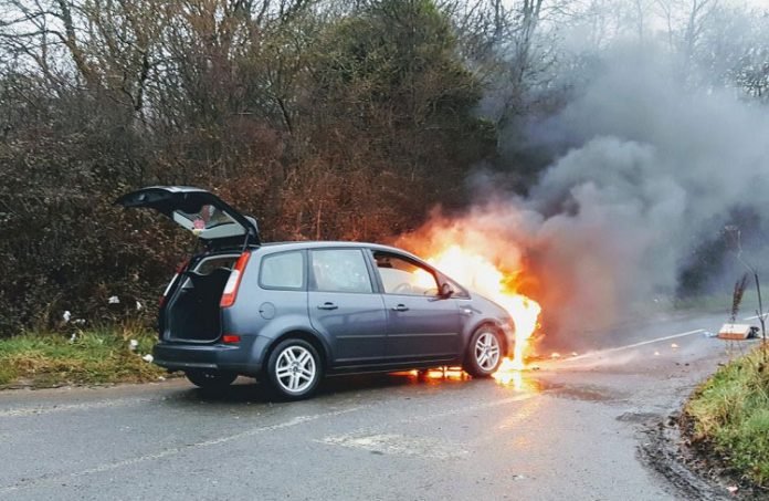 Car catches fire