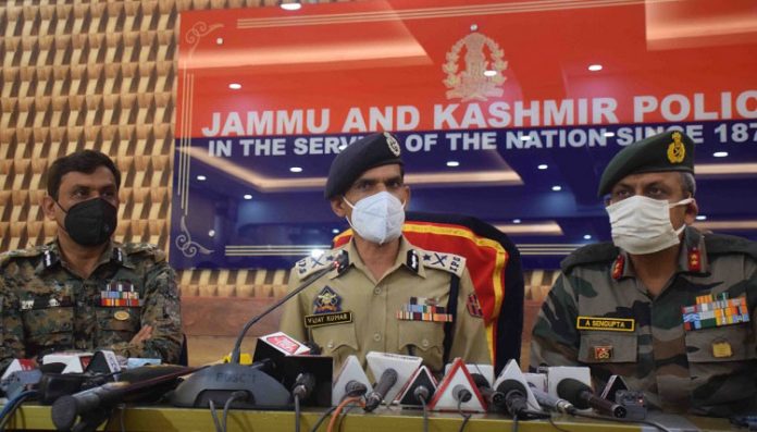IGP Kashmir Vijay Kumar addressing a press conference at Police Control Room Srinagar