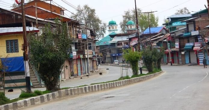 A view of deserted roads in Pulwama town due to COVID-19 lockdown A view of deserted roads in Pulwama town due to COVID-19 lockdown