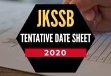 JKSSB Tentative Date Sheet 2020 for all pending exams issued JKSSB Tentative Date Sheet 2020