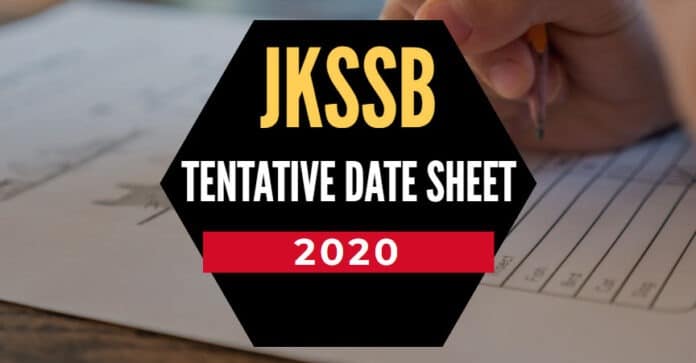 JKSSB Tentative Date Sheet 2020