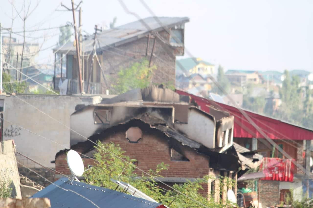 The gunfight site in Charar-i-Sharief where the militant Asif Muzaffar Shah was killed