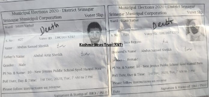 Dead people find place in voter list in Srinagar