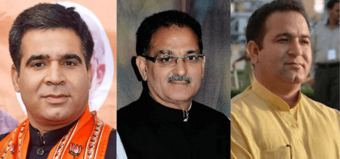 Top BJP leaders of Jammu and Kashmir Ravinder Raina, Kavinder Gupta, and Sunil Sharma Top BJP leaders of Jammu and Kashmir Ravinder Raina, Kavinder Gupta, and Sunil Sharma