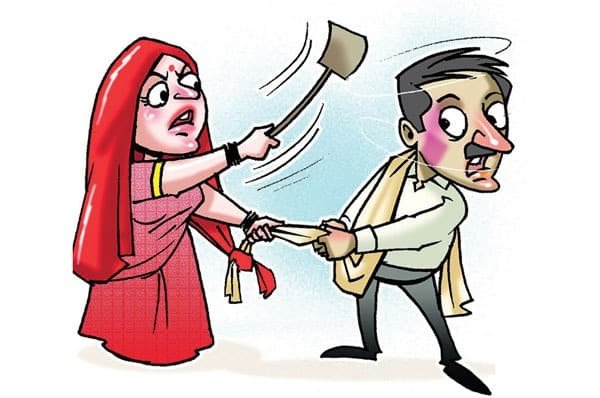 Wife beating husband Wife beating husband