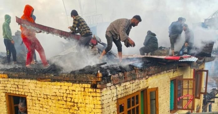 After fire incident, six families in Sopore left homeless After fire incident, six families in Sopore left homeless