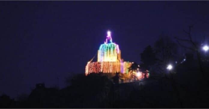 Shankaracharya Temple decorated in Srinagar