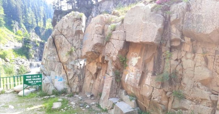 Area near Aharbal waterfall wher the woman attempted suicide Area near Aharbal waterfall wher the woman attempted suicide