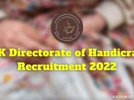 J&K Directorate of Handicrafts Recruitment 2022