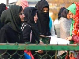 Girl students inside Women's College on Maulana Azad Road Srinagar
