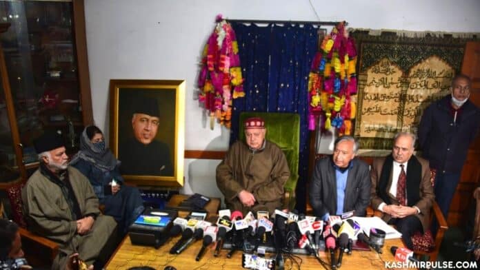 Peoples Alliance for Gupkar Declaration (PAGD) held a press brief in Srinagar
