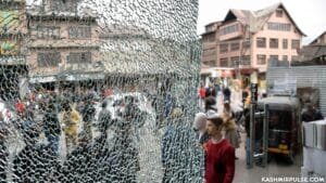 Window dressing of shops damaged in Srinagar grenade explosion