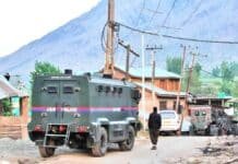 LeT commander Asif Fauji alias Moosa killed in Budgam gunfight Vehicle of J-K Police near a gunfight site in Kashmir