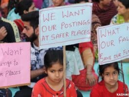 Pandit community holds candlelit protest in Pulwama