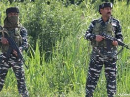 Security forces during a gunfight in Pulwama