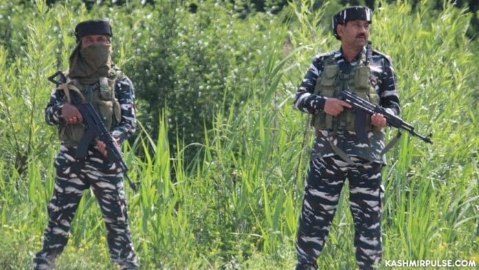 Security forces during a gunfight in Pulwama