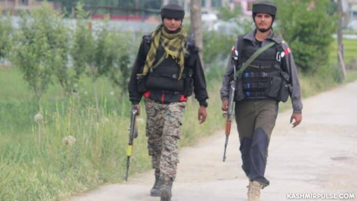 Government forces during a gunfight in south Kashmir
