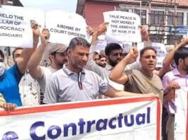 College contractual teachers protest in Srinagar