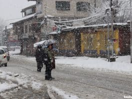 Kashmir plains including Pulwama witness first snowfall of season