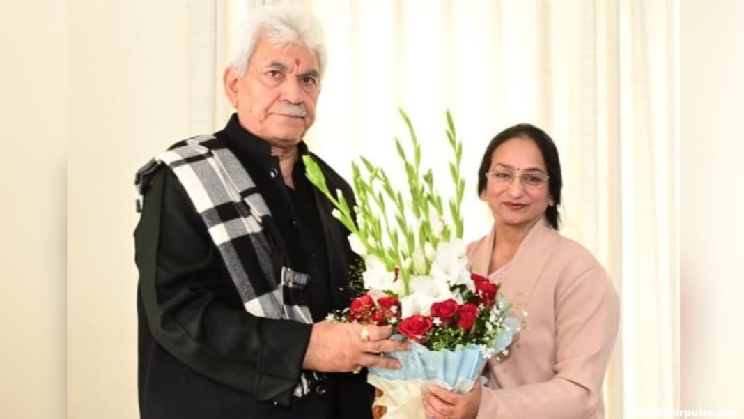Dr Minu Mahajan with J&K LG Manoj Sinha Dr Minu Mahajan with J&K LG Manoj Sinha