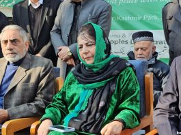 Mehbooba Mufti during a press conference in Srinagar