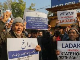 People protest for Ladakh's statehood and sixth schedule