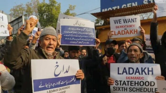 People protest for Ladakh's statehood and sixth schedule