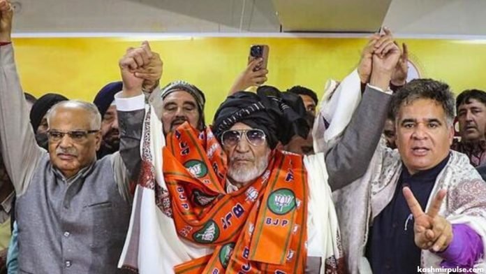 Former minister Syed Mushtaq Bukhari joining BJP in the presence of Jammu and Kashmir unit president Ravinder Raina Former minister Sayed Mushtaq Bukhari joining BJP in the presence of Jammu and Kashmir unit president Ravinder Raina