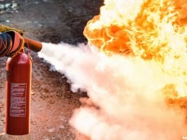 Fire being extinguished