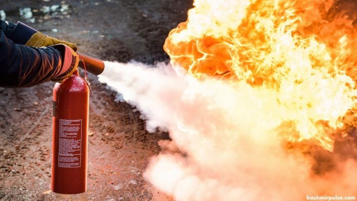 Fire being extinguished Fire being extinguished